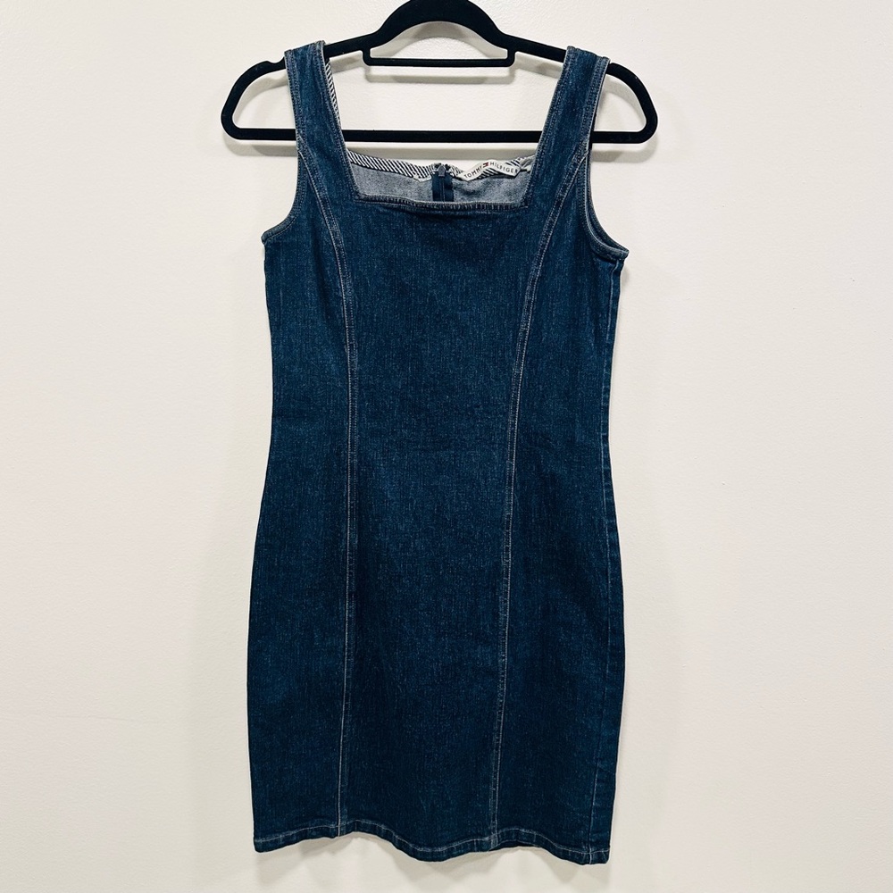 Tommy Hilfiger Indigo navy Denim Jean Square-Neck Mini Dress Size 4!